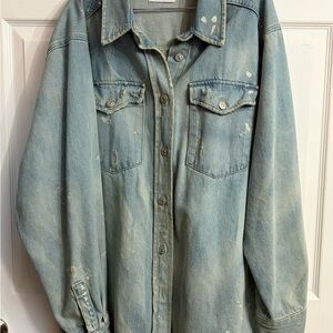 Zara Light Blue Distressed Jean Jacket